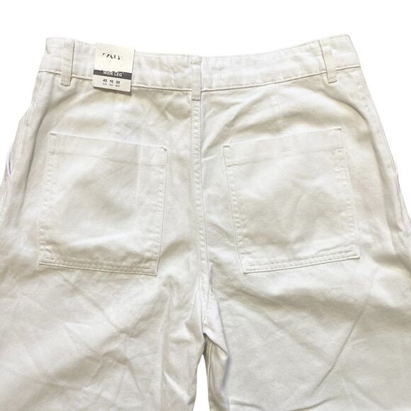 NWT ZARA Wide Leg Pleat Front Baggy Jeans  Rhinestone button  High rise SZ 10 - Picture 5 of 11